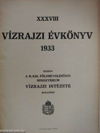 XXXVIII. vízrajzi évkönyv 1933