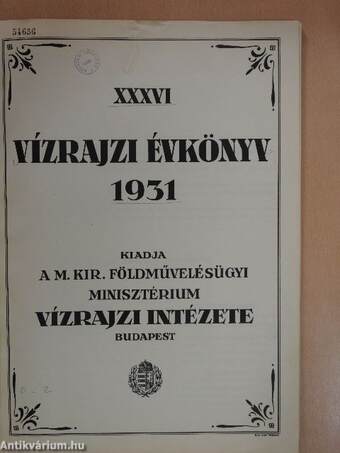 XXXVI. vízrajzi évkönyv 1931