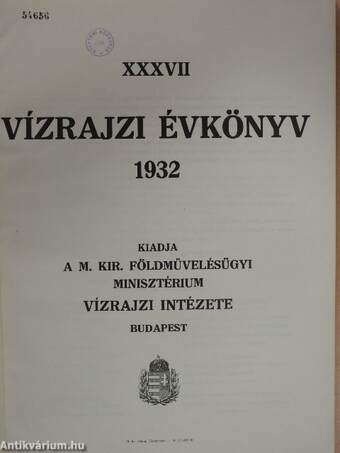 XXXVII. vízrajzi évkönyv 1932