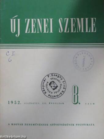 Új Zenei Szemle 1952. augusztus