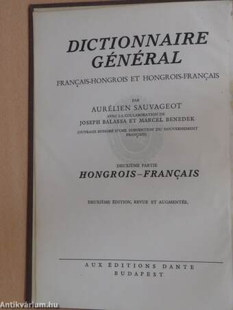 Francia-magyar és magyar-francia nagy kéziszótár I-II.