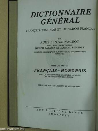 Francia-magyar és magyar-francia nagy kéziszótár I-II.