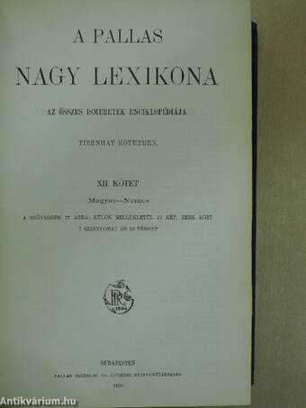 A Pallas Nagy Lexikona XII. (töredék)