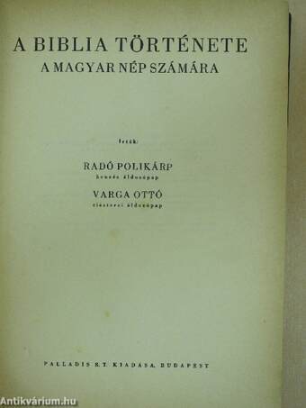 A Biblia története a magyar nép számára
