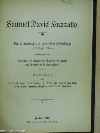 Samuel David Luzzatto (gótbetűs)(Mandl Bernát könyvtárából)