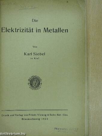 Die Elektrizität in Metallen