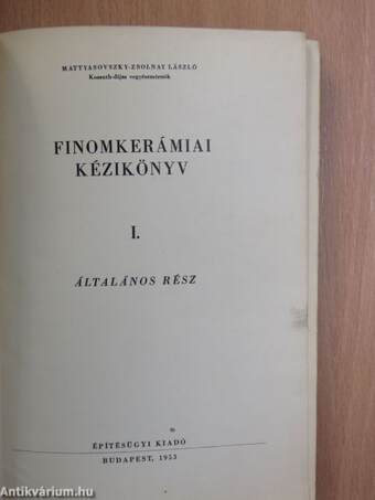 Finomkerámiai kézikönyv I.