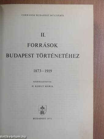 Források Budapest múltjából II. 