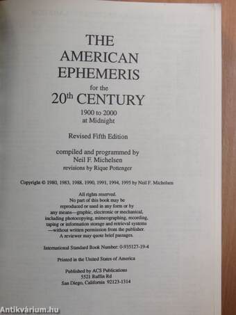 The American Ephemeris for the 20th Century