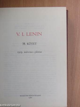 V. I. Lenin összes művei 38.