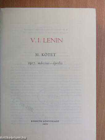 V. I. Lenin összes művei 31.