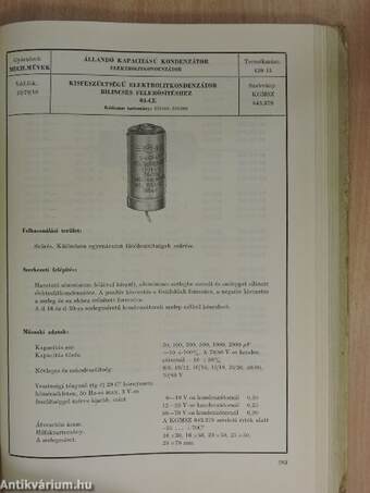 Híradástechnikai elektromos és elektromechanikus alkatrészek - áruismertető