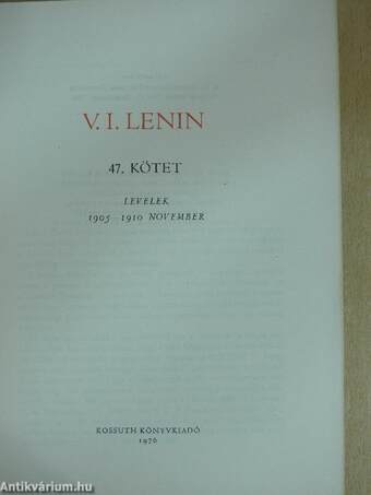 V. I. Lenin összes művei 47.