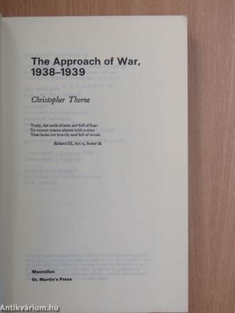 The Approach of War, 1938-1939