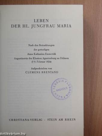 Leben der hl. Jungfrau Maria