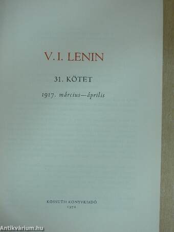 V. I. Lenin összes művei 31.