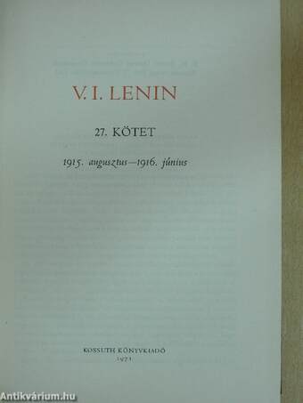 V. I. Lenin összes művei 27.