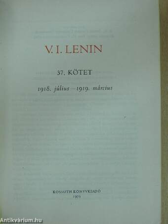 V. I. Lenin összes művei 37.