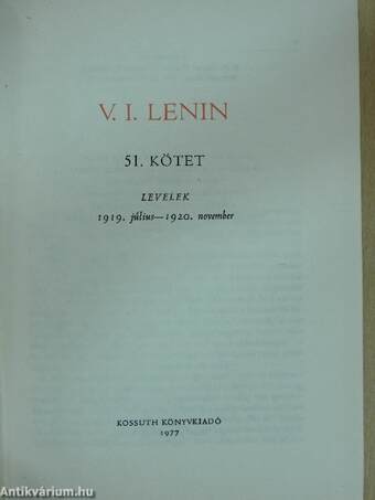 V. I. Lenin összes művei 51.