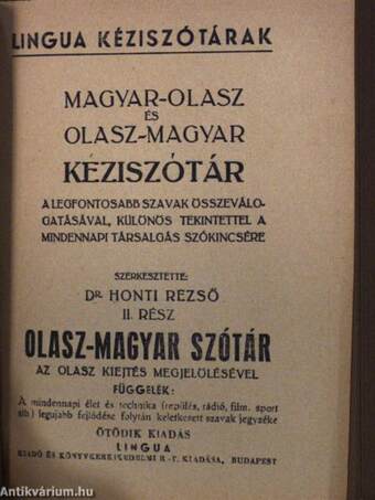 Magyar-olasz és olasz-magyar kéziszótár I-II.