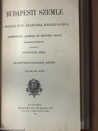 Budapesti Szemle 152. kötet 430., 431., 432. szám/153. kötet 433., 434., 435. szám