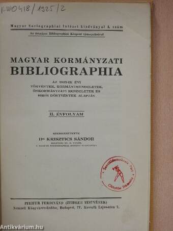 Magyar Kormányzati Bibliographia