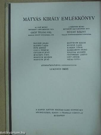 Mátyás király emlékkönyv I-II. (rossz állapotú)