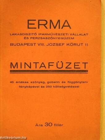 Mintafüzet 45 értékes szőnyeg, gobelin és függönyterv fényképével és 250 költségvetéssel - Matricával