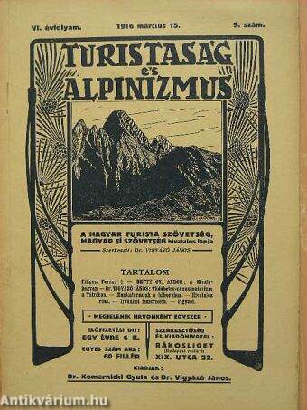 Turistaság És Alpinizmus 1916. március 15.