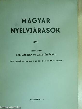 Magyar nyelvjárások XVII.