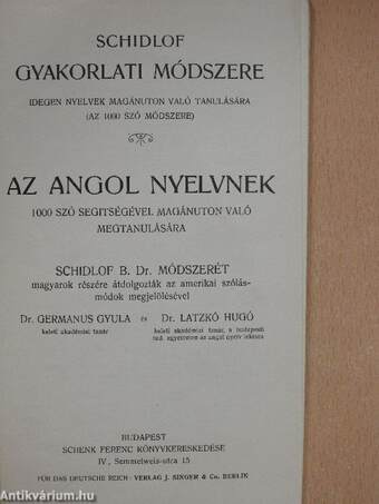 Schidlof gyakorlati módszere - Angol 1-10. füzet