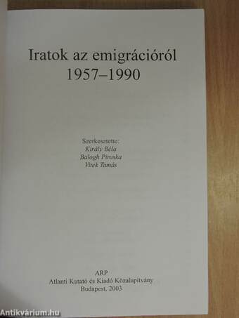 Iratok az emigrációról (dedikált példány)