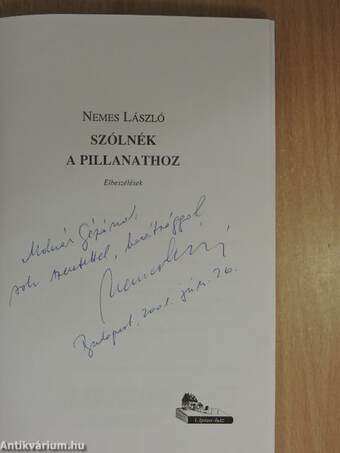 Szólnék a pillanathoz (dedikált példány)