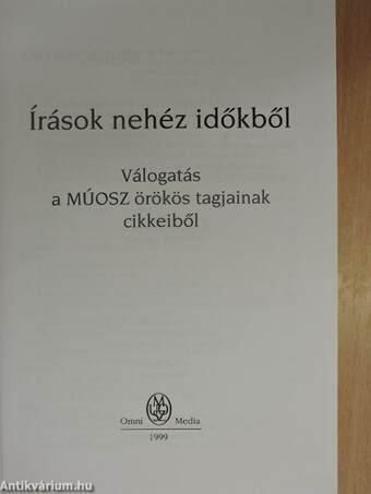 Írások nehéz időkből (dedikált példány)