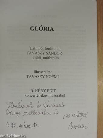 Glória (dedikált példány)