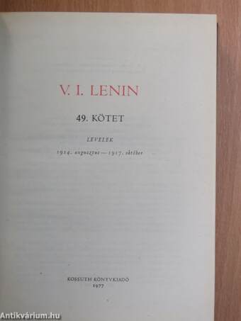 V. I. Lenin összes művei 49.