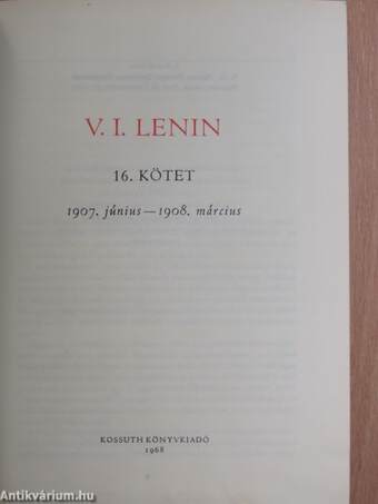 V. I. Lenin összes művei 16.