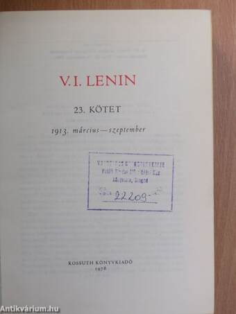 V. I. Lenin összes művei 23.