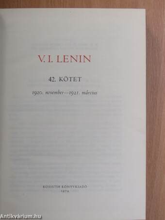 V. I. Lenin összes művei 42.