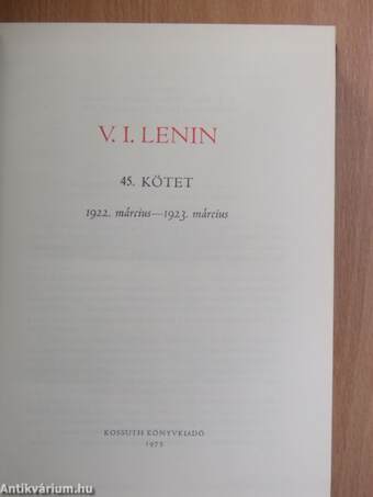 V. I. Lenin összes művei 45.