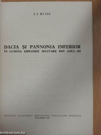 Dacia si pannonia inferior