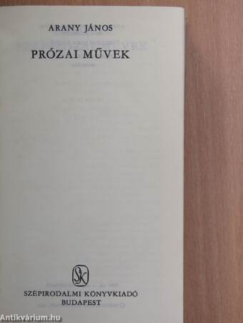 Arany János válogatott művei III.