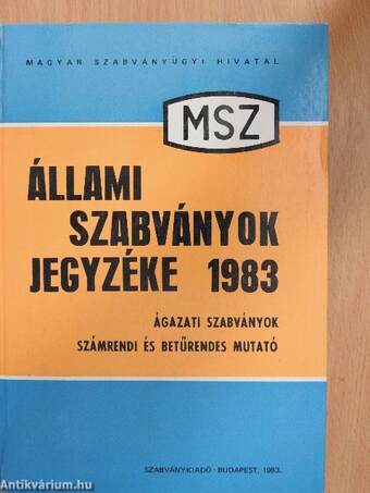 Állami Szabványok Jegyzéke 1983. 2. (töredék)