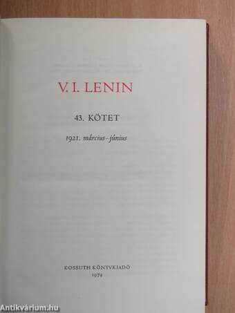 V. I. Lenin összes művei 43.