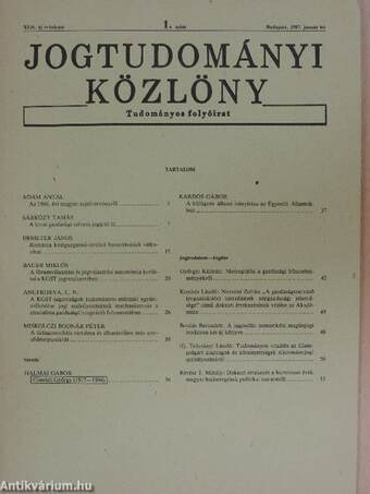 Jogtudományi Közlöny 1985. január-december