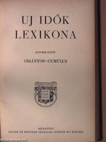 Uj idők lexikona 5-6. (töredék)