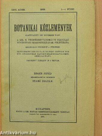Botanikai közlemények 1929/1-4.