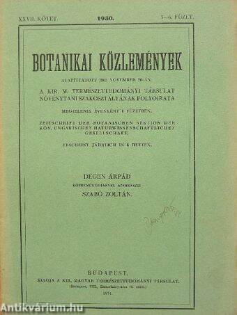 Botanikai közlemények 1930/5-6.