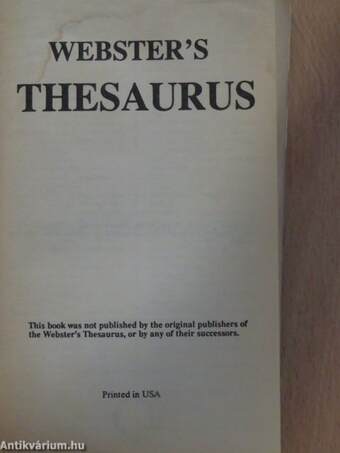 Webster's Thesaurus