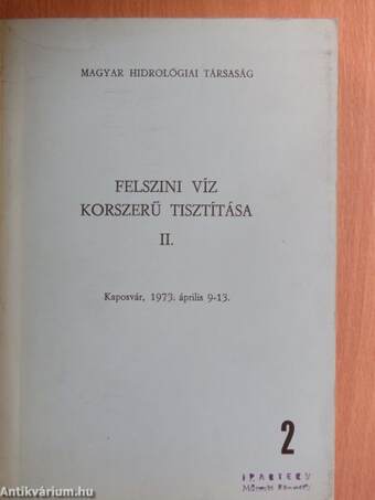 Felszini viz korszerü tisztitása II.